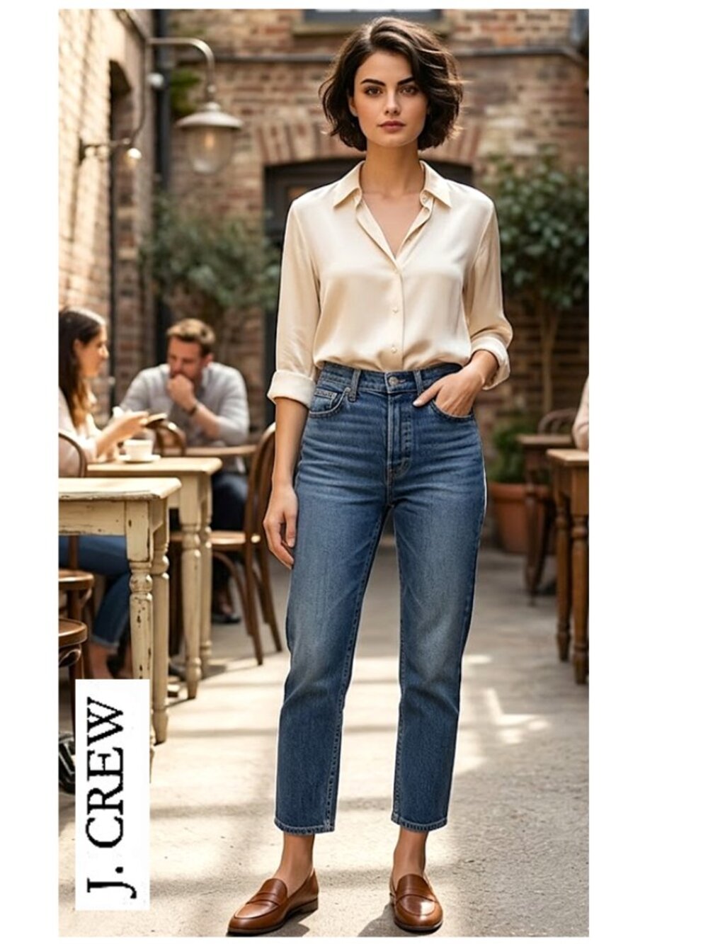 (3 for $30) J. CREW - Cotton blend slim cut medium wash blue jeans